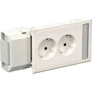 Schneider 5940021 Doppelsteckdose mit Schriftfeld für Kanaleinb.CYB-PS weiss