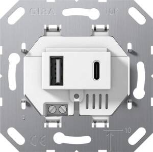Gira USB-Spannungsversorgung 2f TypA/C Einsatz ws 234900
