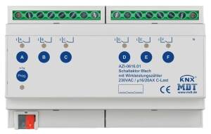 MDT Technologies Schaltaktor AZI 6-fach mit Wirkleistungszähler, 8TE REG, 16/20A, 230VAC, AZI-0616.01