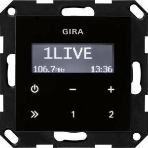 Gira Unterputz-Radio RDS, System 55, ohne Lautsprecher, schwarz glasoptik, 228405