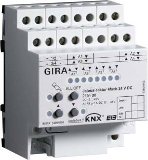 Gira Jalousieaktor 4-fach 24VDC KNX/EIB REG, 215400