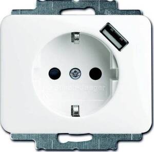 Busch-Jaeger Schuko/USB-Steckdose studioweiß/hgl 20 EUCBUSB-24G