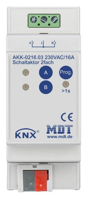 MDT Technologies Schaltaktor AKK 2-fach 2TE REG, 16A, 230VAC, AKK-0216.03