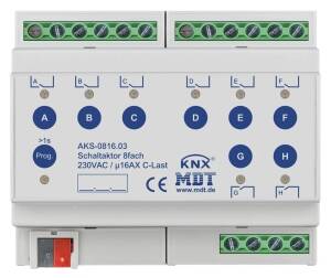 MDT Technologies Schaltaktor AKS Standard 8-fach, 6TE REG, 16A, 230VAC AKS-0816.03