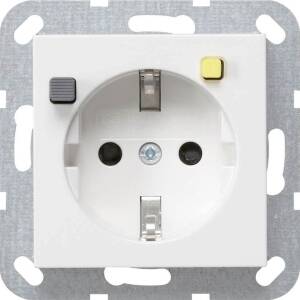 Gira FI-Schutzsteckdose 30 mA mit Shutter, reinweiß glänzend, 267703