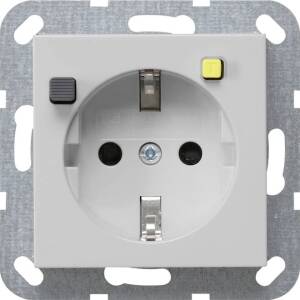 Gira FI-Schutzsteckdose 30 mA mit Shutter, grau, 2677015