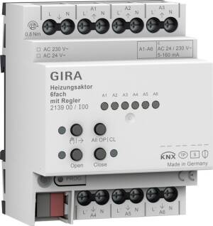 Gira Heizungsaktor 6-fach mit Regler für Gira One und KNX, REG 213900