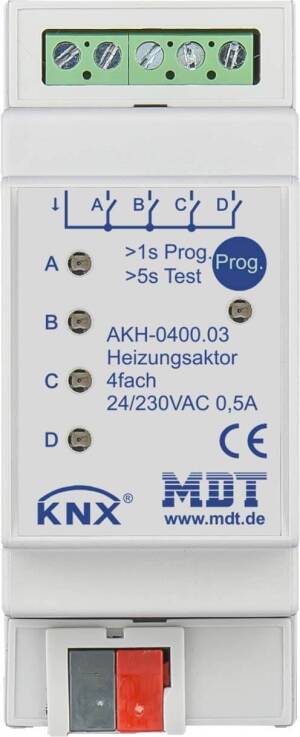 MDT Technologies Heizungsaktor 4-fach 2TE REG, 24-230VAC, AKH-0400.03